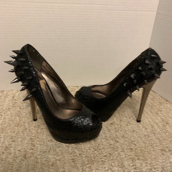 Madonna Truth or Dare Black Glitter Spike Shoes - Picture 2 of 15